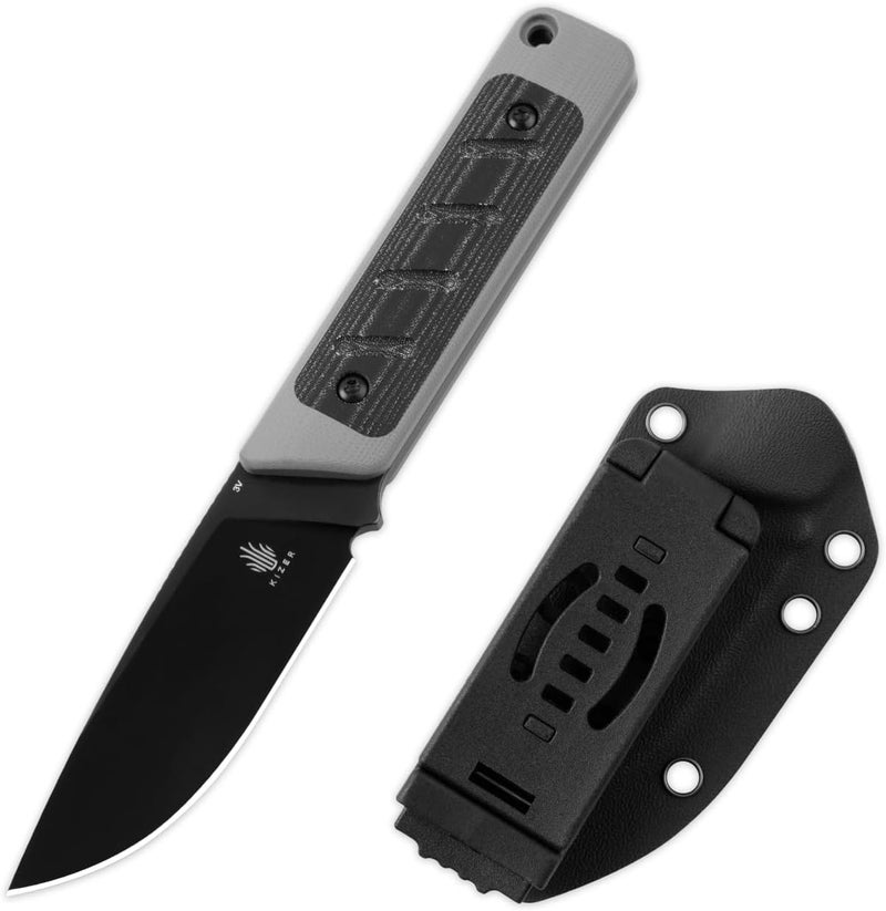 KIZER Smolt Fixed Blade Knife, 2.93 In Drop Point Blade Fixed-blade Knives with Sheath, 3V Steel and G10+Micarta Handle Fixed Blade Utility Knife for Men Women Outdoor Survival EDC, 1063A1 - Image 1